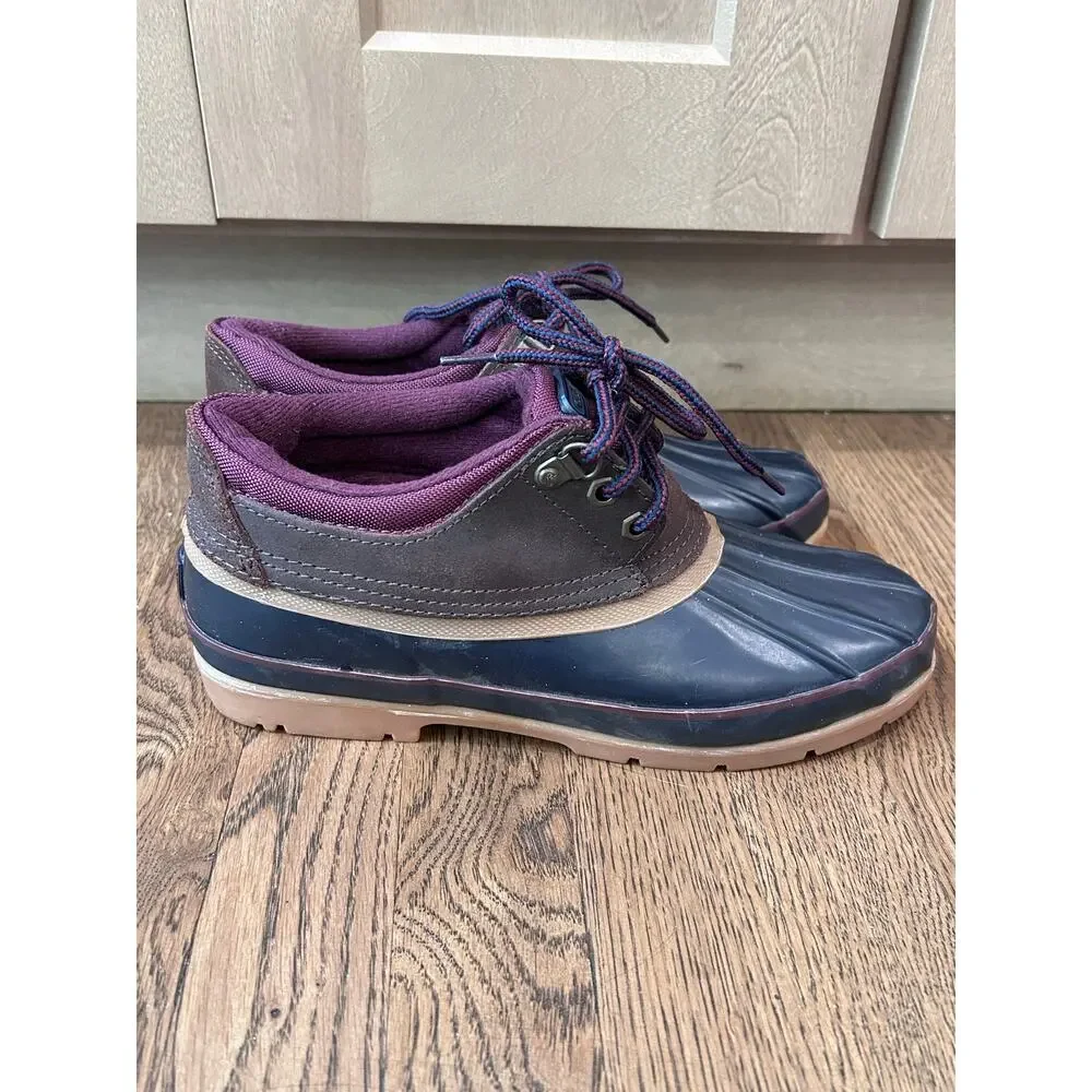 G.H. Bass & Co. Men’s Low Top Duck Boots Navy Brown Purple Trim Sz11 Waterproof